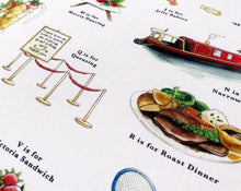 Load image into Gallery viewer, A Very English Alphabet Tea Towel