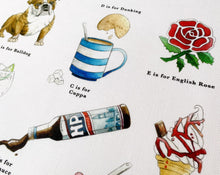 Load image into Gallery viewer, A Very English Alphabet Tea Towel