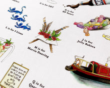 Load image into Gallery viewer, A Very English Alphabet Tea Towel