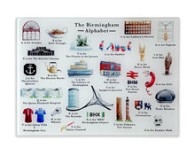 Load image into Gallery viewer, The Birmingham Alphabet Glass Cutting Board