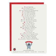 Load image into Gallery viewer, A Very English Alphabet 'Food & Drink' Greeting Card