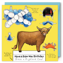 Load image into Gallery viewer, Dress a Highland Cow Birthday Card