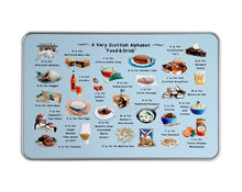 Load image into Gallery viewer, A Very Scottish Alphabet 'Food & Drink' Storage Tin