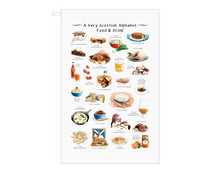 Load image into Gallery viewer, A Very Scottish Alphabet 'Food & Drink' Tea Towel