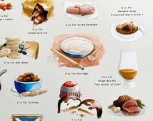 Load image into Gallery viewer, A Very Scottish Alphabet 'Food & Drink' Print