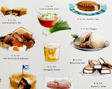 Load image into Gallery viewer, A Very Scottish Alphabet 'Food & Drink' Print