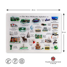 Load image into Gallery viewer, The West Midlands Alphabet Glass Cutting Board