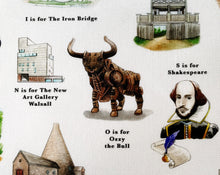 Load image into Gallery viewer, The West Midlands Alphabet Tea Towel