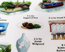 Load image into Gallery viewer, The West Midlands Alphabet Tea Towel