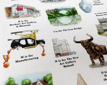 Load image into Gallery viewer, The West Midlands Alphabet Tea Towel