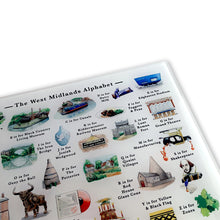 Load image into Gallery viewer, The West Midlands Alphabet Glass Cutting Board