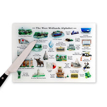 Load image into Gallery viewer, The West Midlands Alphabet Glass Cutting Board