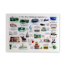Load image into Gallery viewer, The West Midlands Alphabet Glass Cutting Board