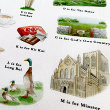 Load image into Gallery viewer, The Yorkshire Alphabet Tea Towel