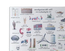 Load image into Gallery viewer, The Birmingham Alphabet Glass Cutting Board