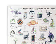 Load image into Gallery viewer, The Halloween Alphabet Glass Cutting Board