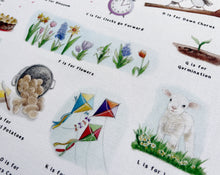 Load image into Gallery viewer, The British Springtime Alphabet Tea Towel