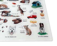 Load image into Gallery viewer, The Dog's Alphabet Glass Cutting Board