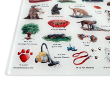 Load image into Gallery viewer, The Dog's Alphabet Glass Cutting Board