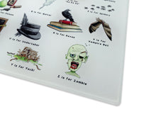 Load image into Gallery viewer, The Halloween Alphabet Glass Cutting Board