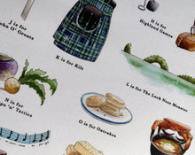 Load image into Gallery viewer, A Very Scottish Alphabet Tea Towel