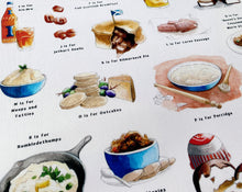 Load image into Gallery viewer, A Very Scottish Alphabet 'Food & Drink' Tea Towel