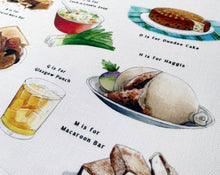 Load image into Gallery viewer, A Very Scottish Alphabet 'Food & Drink' Tea Towel