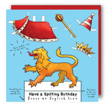 Load image into Gallery viewer, Dress an English Lion Birthday Card