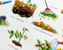 Load image into Gallery viewer, The Gardener's Alphabet Tea Towel