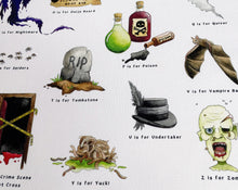Load image into Gallery viewer, The All Hallows’ Eve Alphabet Tea Towel