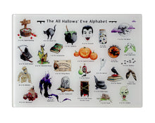Load image into Gallery viewer, The Halloween Alphabet Glass Cutting Board