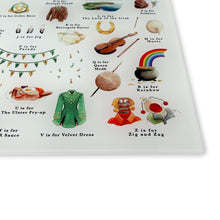 Load image into Gallery viewer, A Very Irish Alphabet Glass Cutting Board
