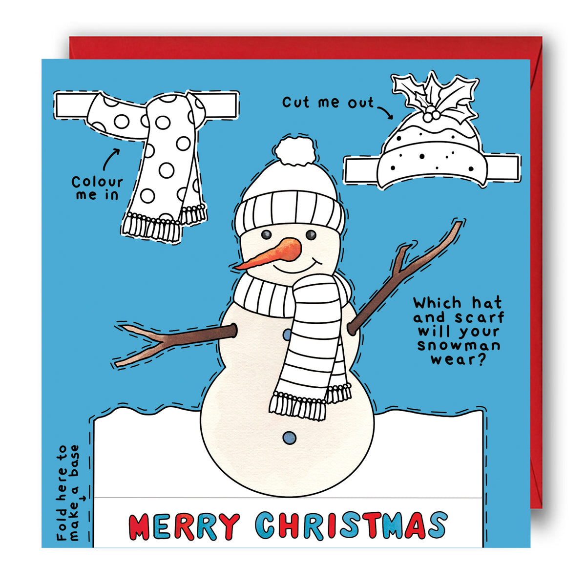 Activity Christmas Card 'Dress a Snowman' Colouring In Yeti Cards