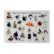 Load image into Gallery viewer, The Halloween Alphabet Glass Cutting Board