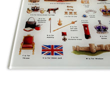 Load image into Gallery viewer, The Royal Alphabet Glass Cutting Board