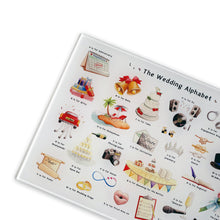 Load image into Gallery viewer, The Wedding Alphabet Glass Cutting Board