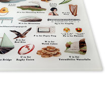 Load image into Gallery viewer, A Very Welsh Alphabet Glass Cutting Board