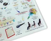Load image into Gallery viewer, The Wedding Alphabet Glass Cutting Board