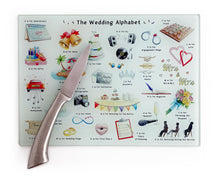 Load image into Gallery viewer, The Wedding Alphabet Glass Cutting Board