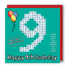 Load image into Gallery viewer, happy 9th birthday card