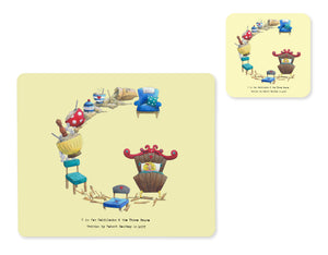 alphabet placemat and matching coaster letter g