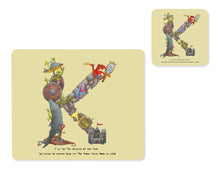 Load image into Gallery viewer, alphabet placemat and matching coaster letter k
