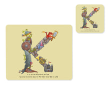 Load image into Gallery viewer, alphabet placemat and matching coaster letter k