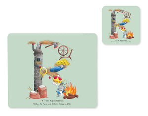 alphabet placemat and matching coaster letter r