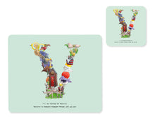 Load image into Gallery viewer, alphabet placemat and matching coaster letter v