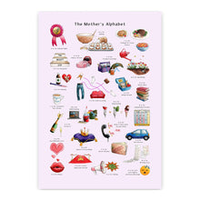 Load image into Gallery viewer, the mothers alphabet wall art, special new mum gift idea