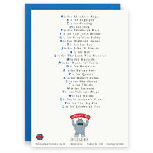 Load image into Gallery viewer, A Very Scottish Alphabet Greeting Card