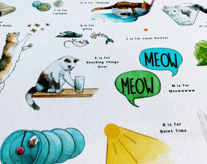 the cats alphabet tea towel gift idea