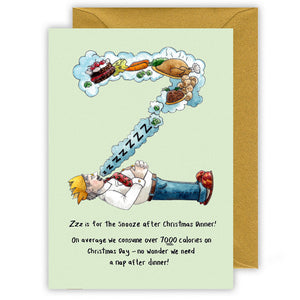 letter z personalised alphabet christmas card