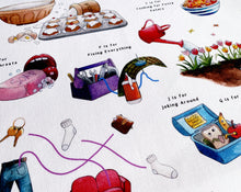 Load image into Gallery viewer, the mothers alphabet tea towel, letter box gift idea for mothers day